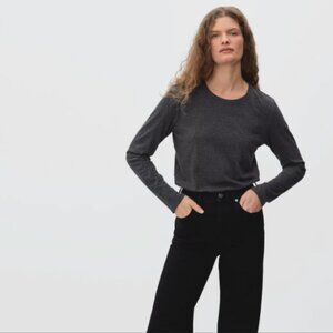 Everlane The Organic Cotton Long-Sleeve Box-Cut Pocket Tee - Charcoal